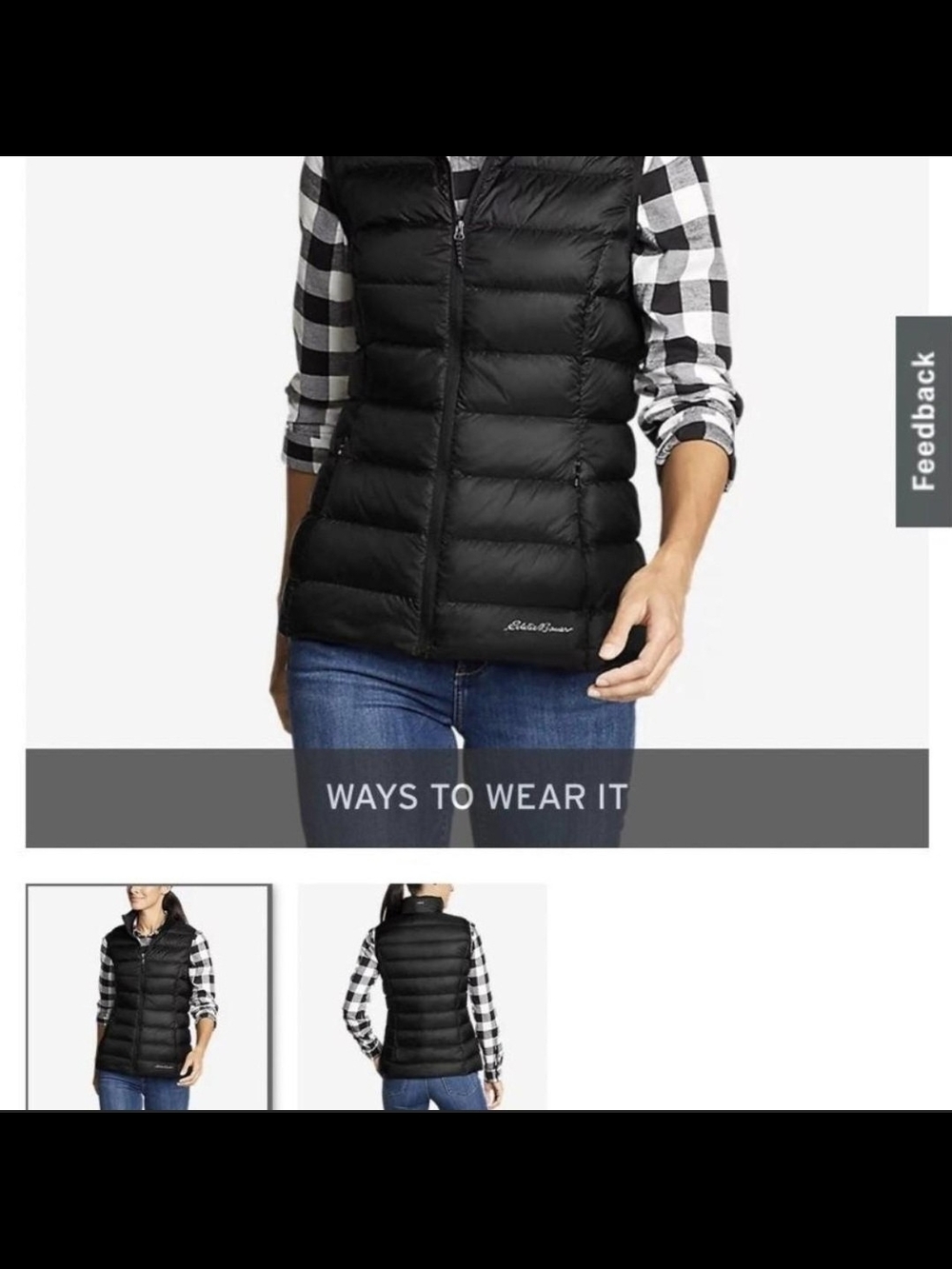 Eddie Bauer Women's  Packable Down 650 Fill Vest - Black, XS